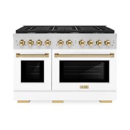 ZLINE - Autograph 48" Paramount Double Oven Dual Fuel Range with White and Gold Accents (SDRZ-WM-48-G) - White