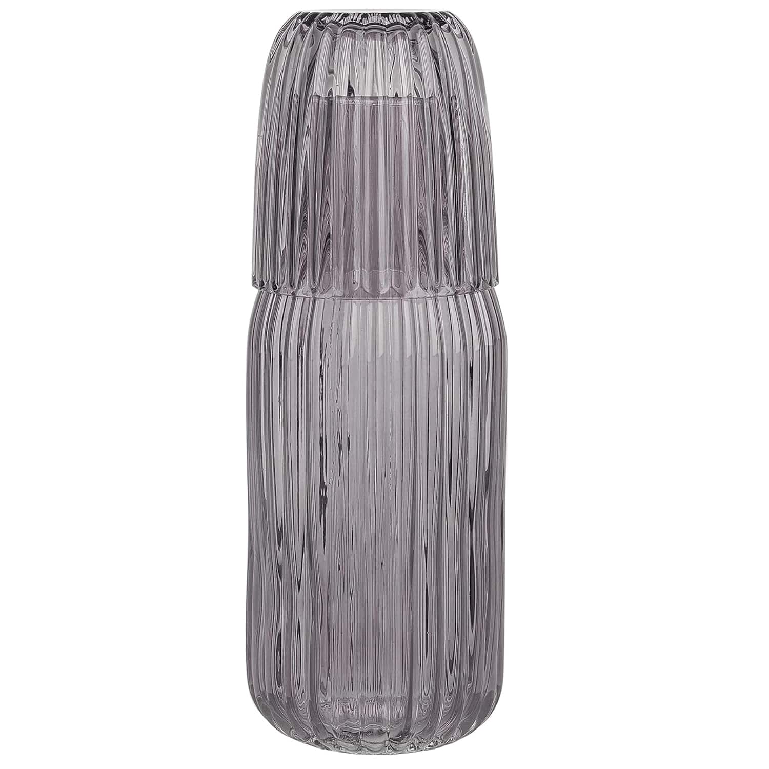 Jay Import - Smoke Ribbed Glass Carafe Set 38.89 OZ - Gray