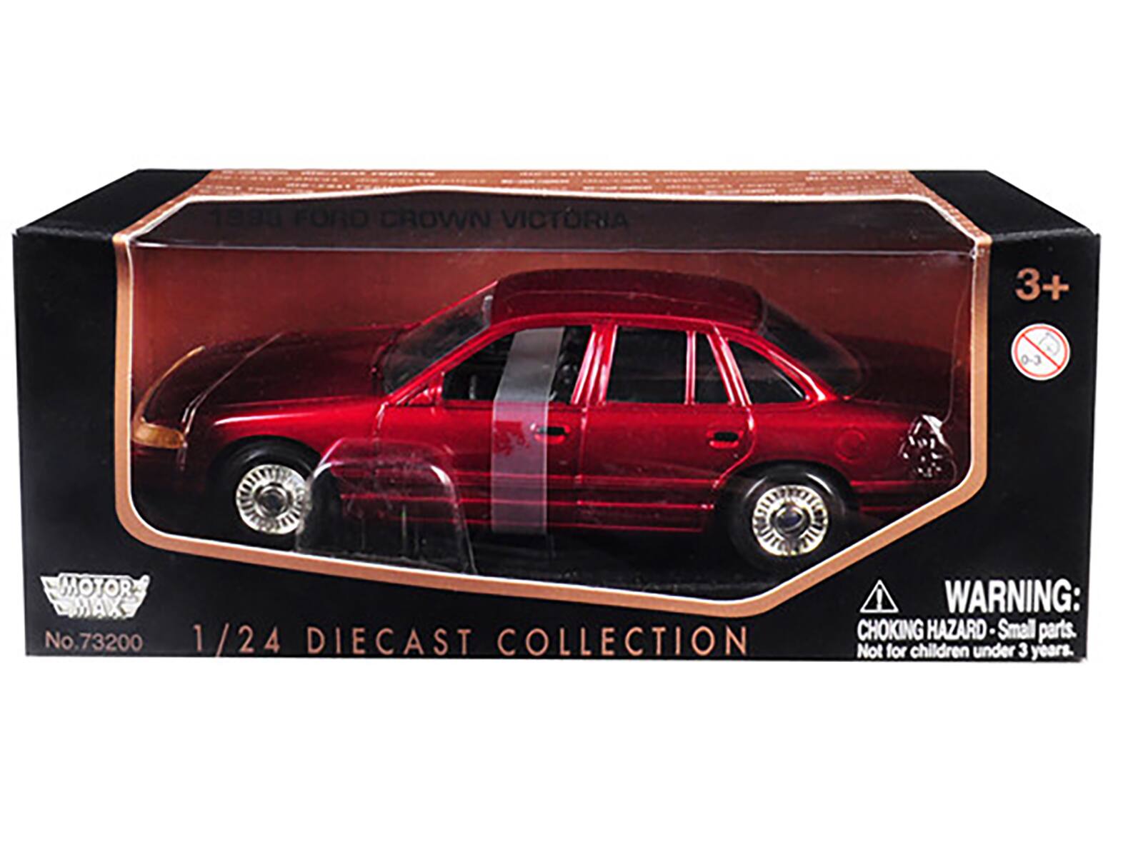 1898 FORD CROWN VICTORIA  
3+  
0-3  
MOTOR MAX  
No.73200  
1/24 DIECAST COLLECTION  

WARNING:  
CHOKING HAZARD - Small parts.  
Not for children under 3 years.