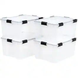 IRIS USA - 110559 62.8 Quart Weathertight Plastic Storage Box, Clear (4 Pack)