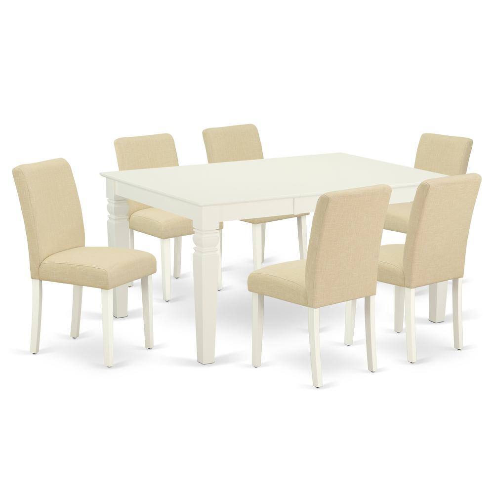 Back. East West Furniture - Dining Room Set Linen White - Linen White.