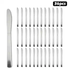 KOOMADE - Stainless Steel Dinner Knives, 36-Pack, Heavy-Duty Flatware, Serrated Edge, Dishwasher Safe, 8.66 Inch - Silver