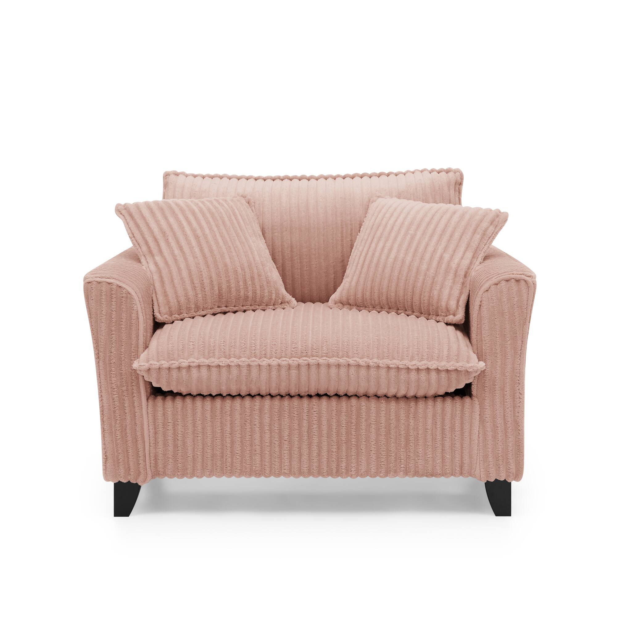 Back. Trinkets Crazed - Wide Accent Armchair with Pillows,Corduroy Oversized Single Sofa, Chair and a Half with Wide Armrest for Living Room - Pink.