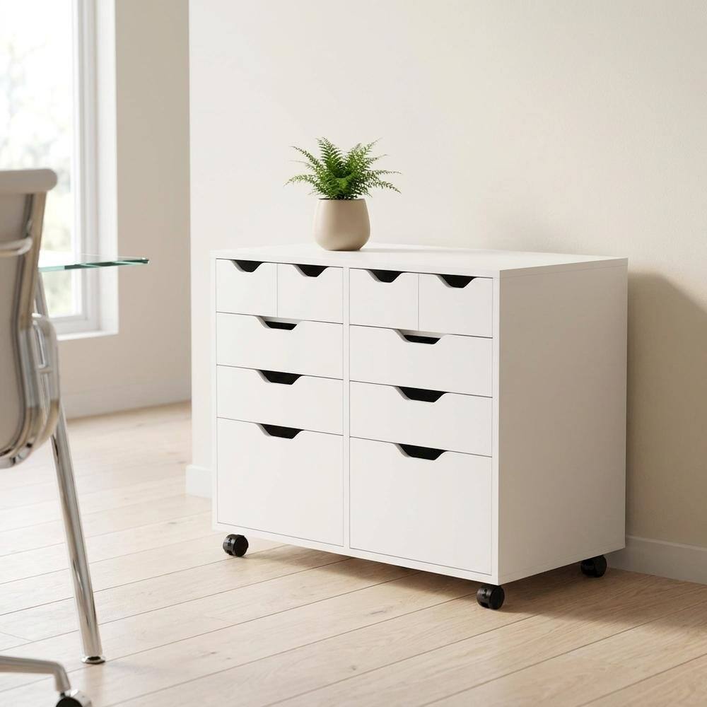 Alt View 3. FurniFact - Composite Wood Storage Cabinet with Doors for Kitchen and Office - White.