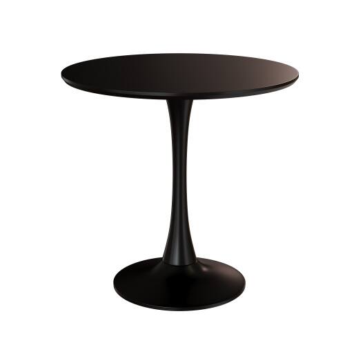 Angle. PexFix - 23.6" Minimalist Round Dining Table, Space-Saving Coffee Table for Kitchen & Living Room - Black.