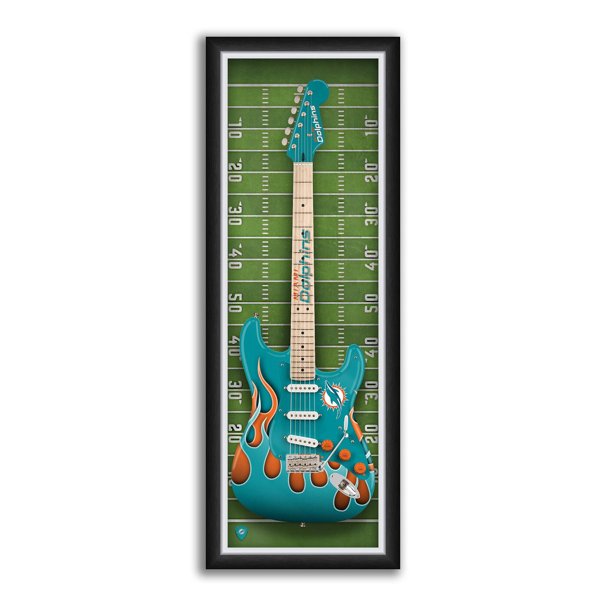 Miami Dolphins 14" x 37" Framed Electric Guitar Print