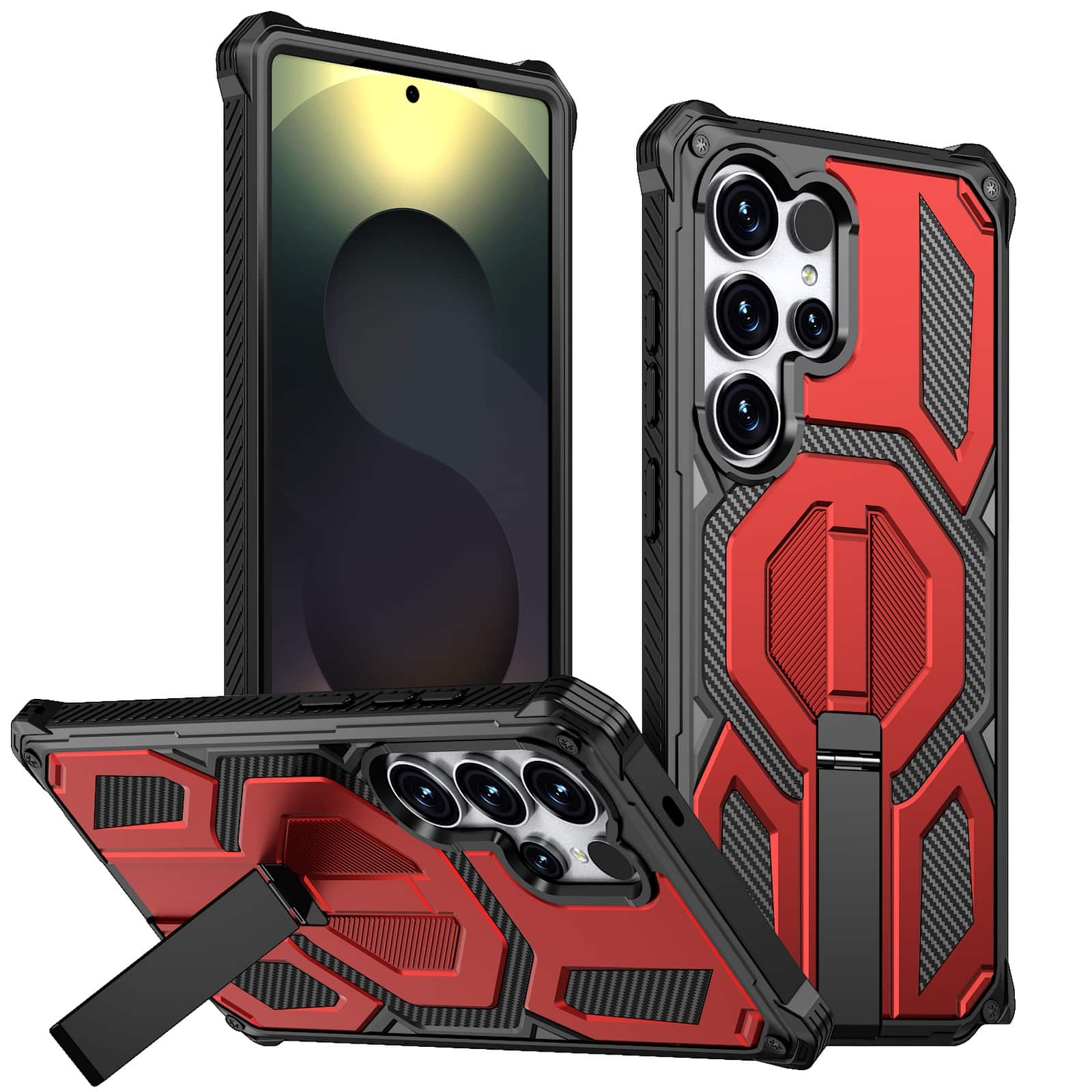 Dteck - Heavy Duty Rugged Magnetic Case For Samsung Galaxy S26 Ultra, Foldable Kickstand Shockproof Protection Cover - Red price history on PriceWatchPro