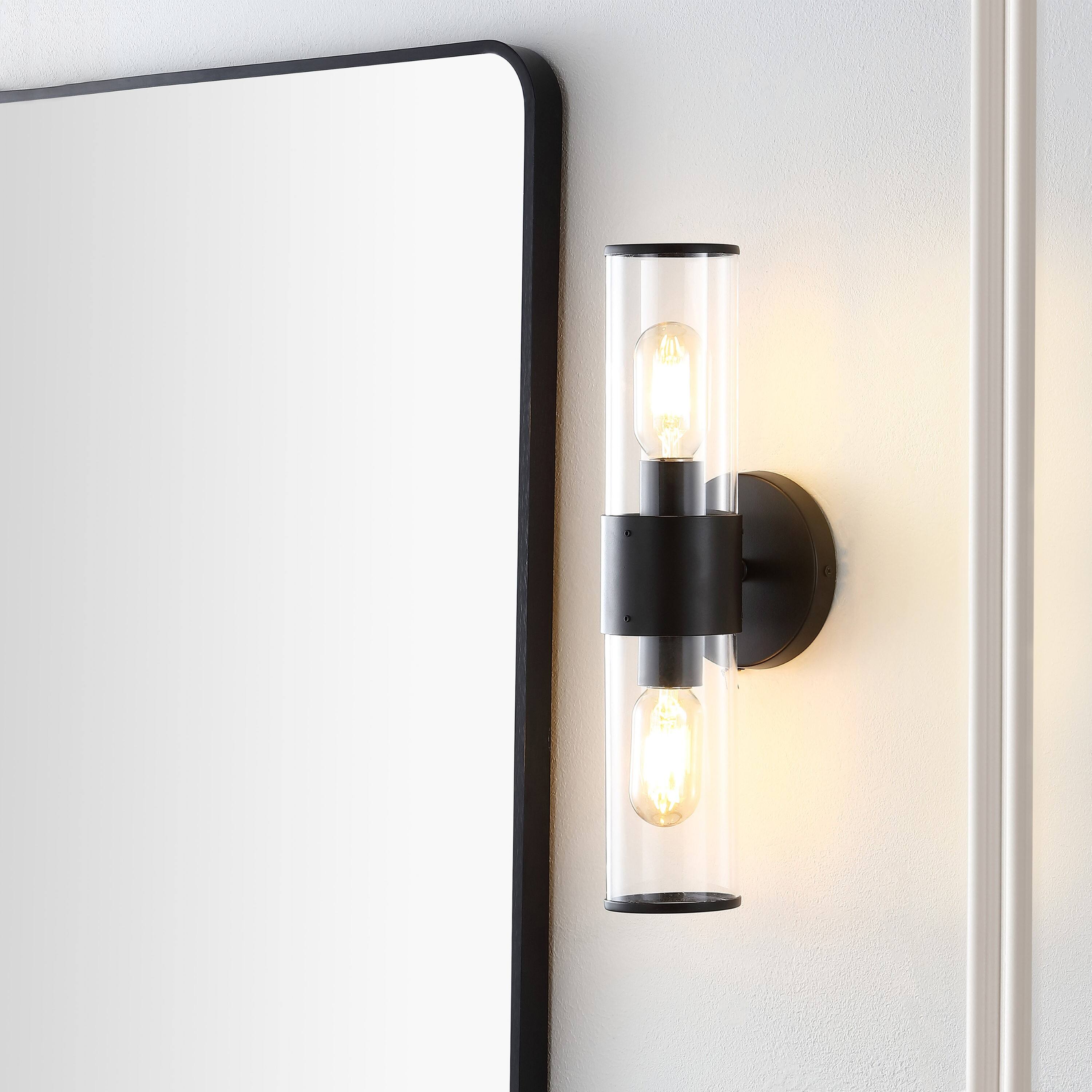 Alt View 1. Jonathan Y - Quinn 15.5" 2-Light Farmhouse Industrial Iron/Acrylic LED Sconce, Oil Rubbed Bronze/Clear - Oil Rubbed Bronze/Clear.