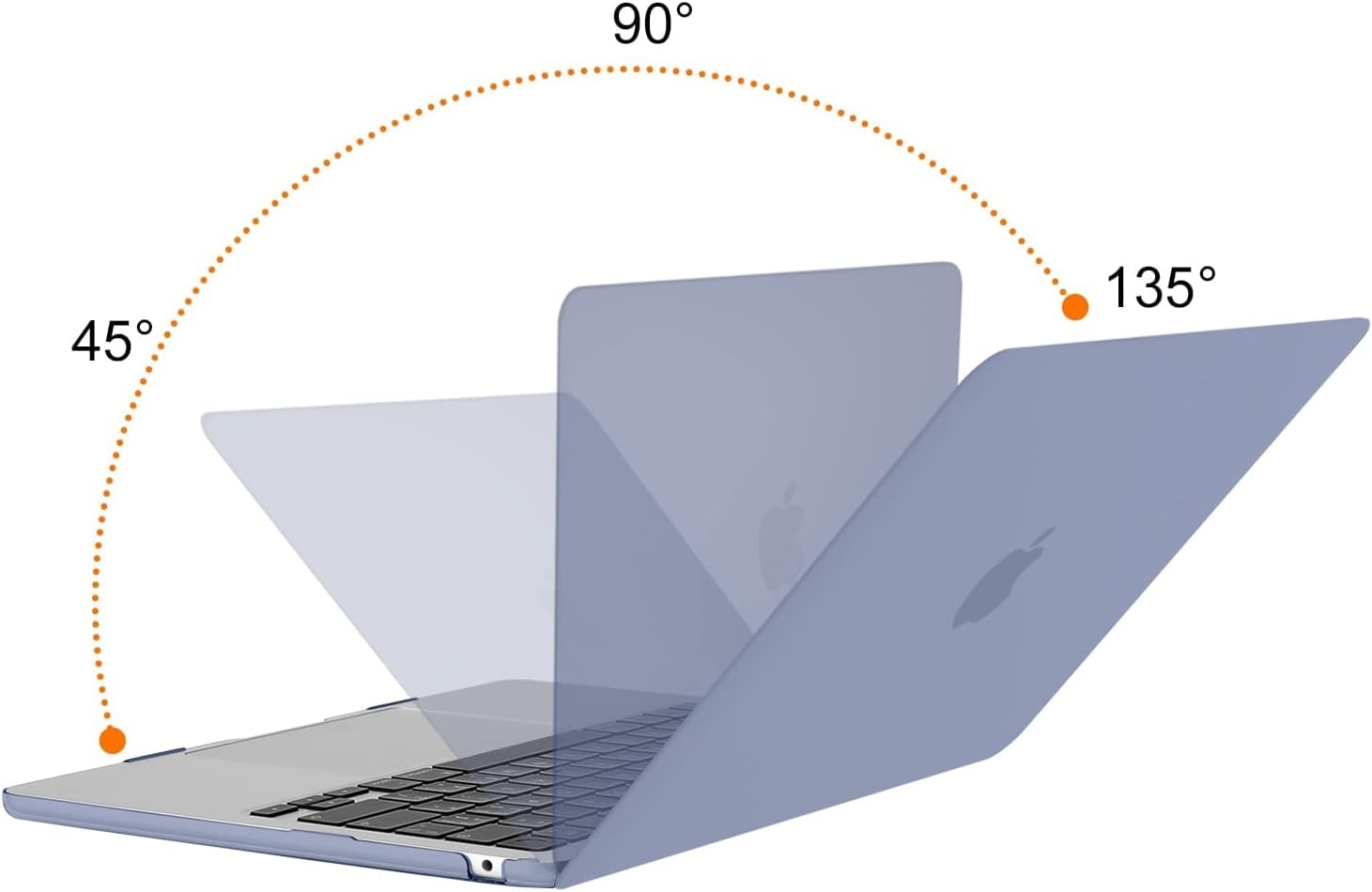 Back. mosiso - Case for 13-inch MacBook Air M5 A3449 M4 A3240 M3 A3113 M2 A2681 with Keyboard Cover Screen Protector and Pouch - Lavender Gray.