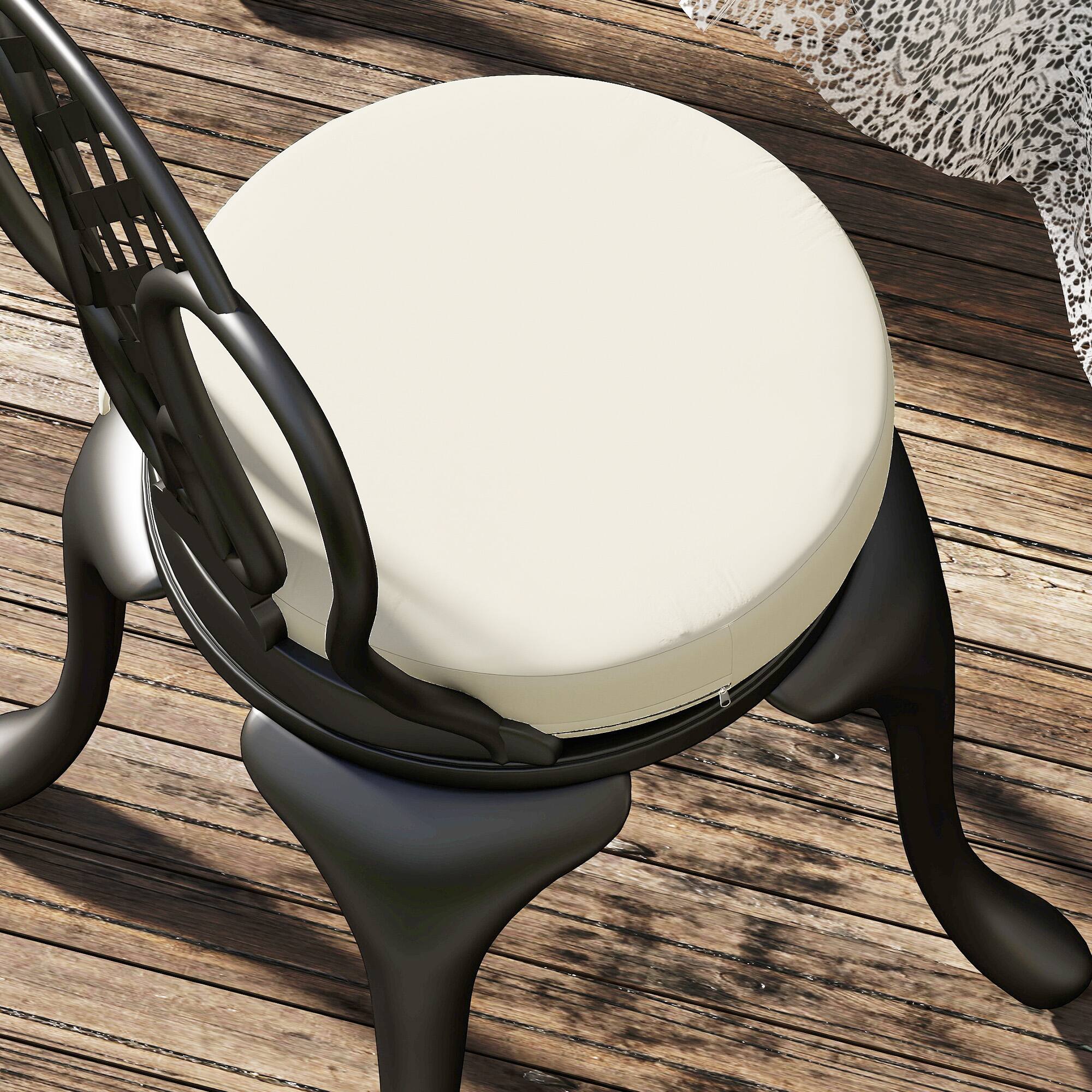 Alt View 8. Outsunny - Outdoor Bistro Chair Cushions Set of 4 with Machine Washable Cover, 15" x 15" x 3" Thick Round Seat Cushions - Cream.