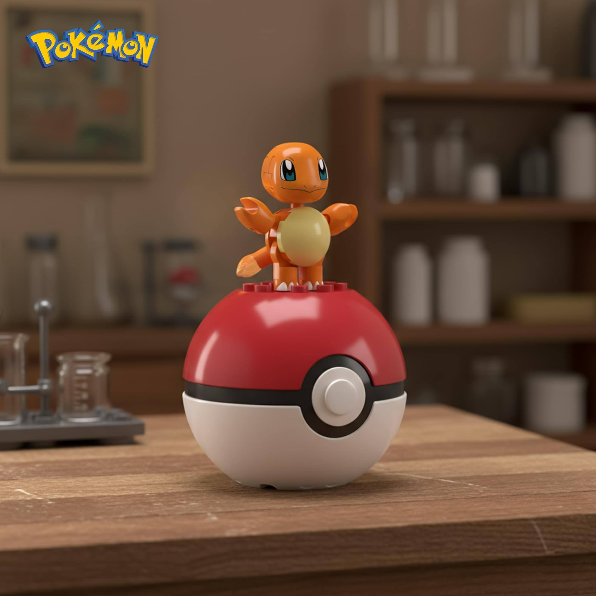 Alt View 3. Mattel - Pokemon Mega Construx Poke Ball 16-Piece Building Set | Charmander - Orange.