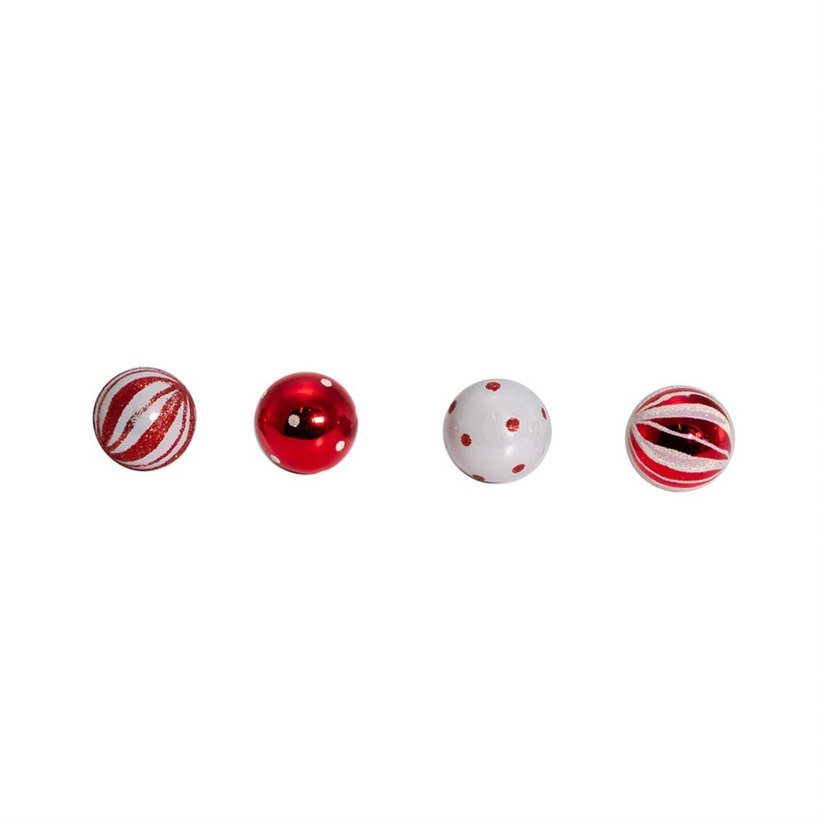 Alt View 1. Kurt S Adler - Kurt Adler 25mm Red and White Glass Deco Balls Miniature Christmas Tree Ornaments 12 piece set 1 inch - Multicolor.