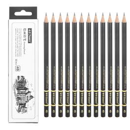 Unique Bargains - 12pcs 4B Sketch Pencils Professional Graphite Wood Break-Resistant for Artists Beginners Shading Doodling - Black