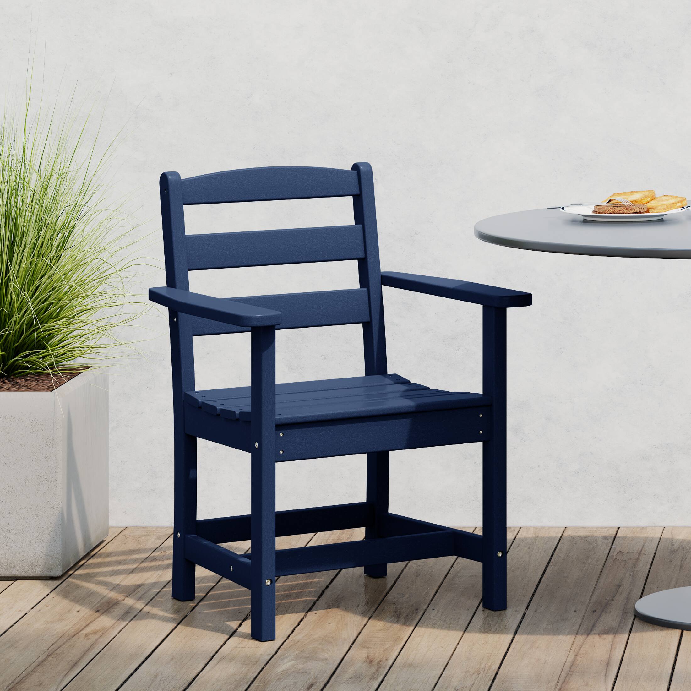 Angle. WestinTrends - WestinTrends Ashore Outdoor HDPE Patio Classic Dining Arm Chair - Navy Blue.