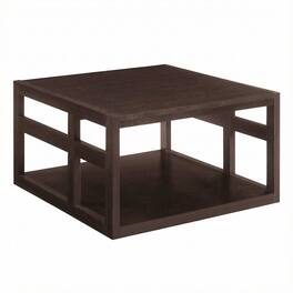 FurniFact - Square Coffee Table in Neutral Finish with Lower Shelf and Contemporary Design - Espresso