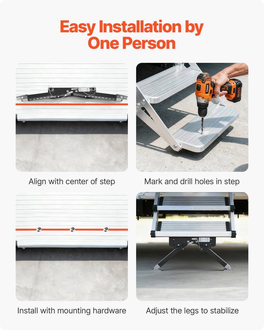 Installing Rv Steps VEVOR RV Step Stabilizer, Height Adjustable Step Stabilizer Kit, Camper ...