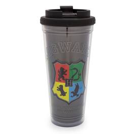 Silver Buffalo - Harry Potter Hogwarts Crest Plastic Tumbler With Lid | Holds 24 Ounces - Black