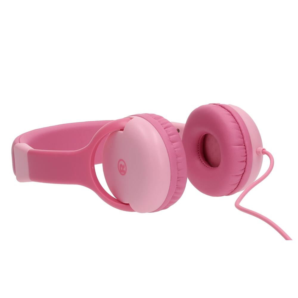 Angle. RadioShack - Kids Wired Headphones, Child-Safe Volume, 3.5mm Plug, Soft Cushioned Ear Pads, Foldable Headband, Pink.