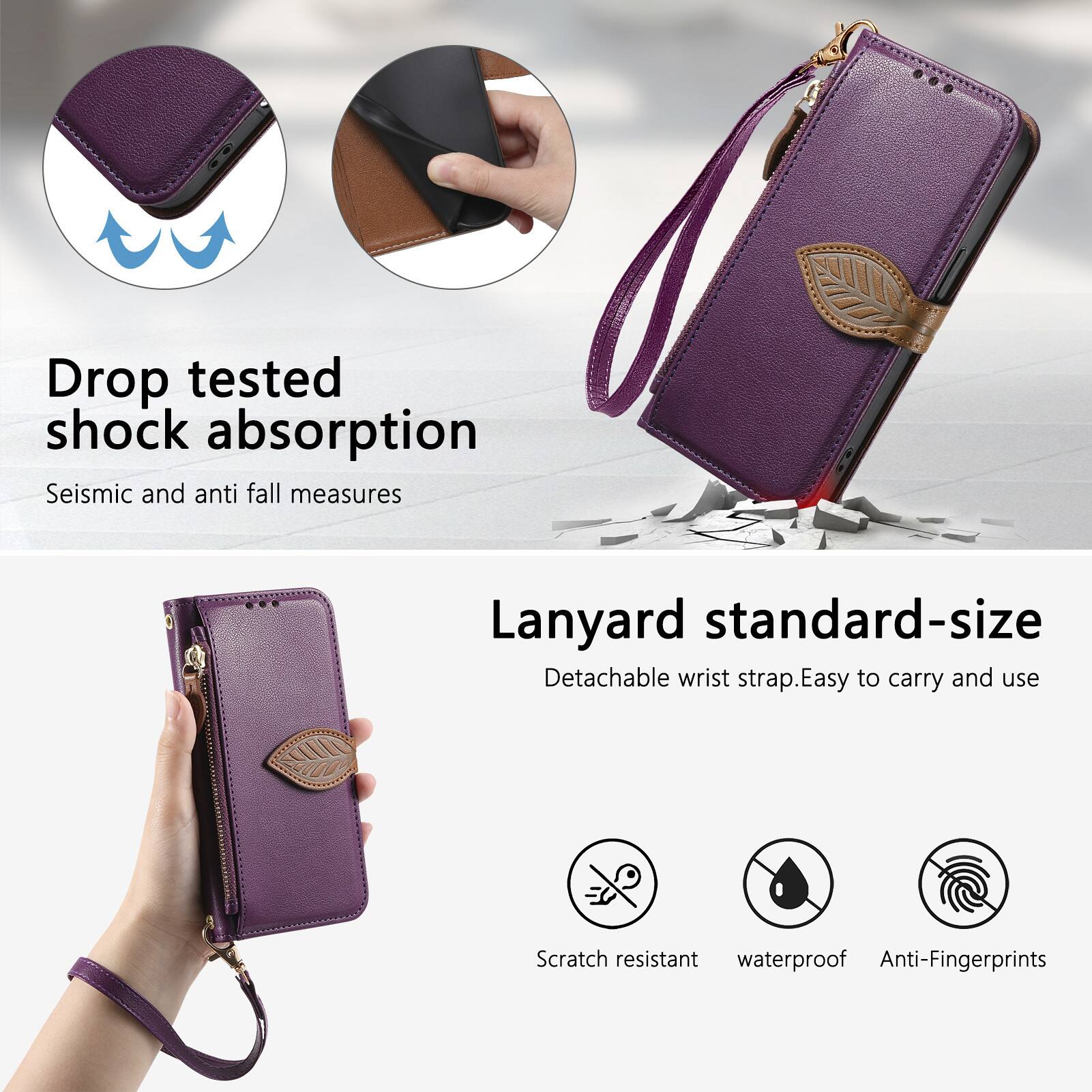 Drop tested shock absorption  
Seismic and anti fall measures  

Lanyard standard-size  
Detachable wrist strap. Easy to carry and use  

Scratch resistant  
Waterproof  
Anti-Fingerprints