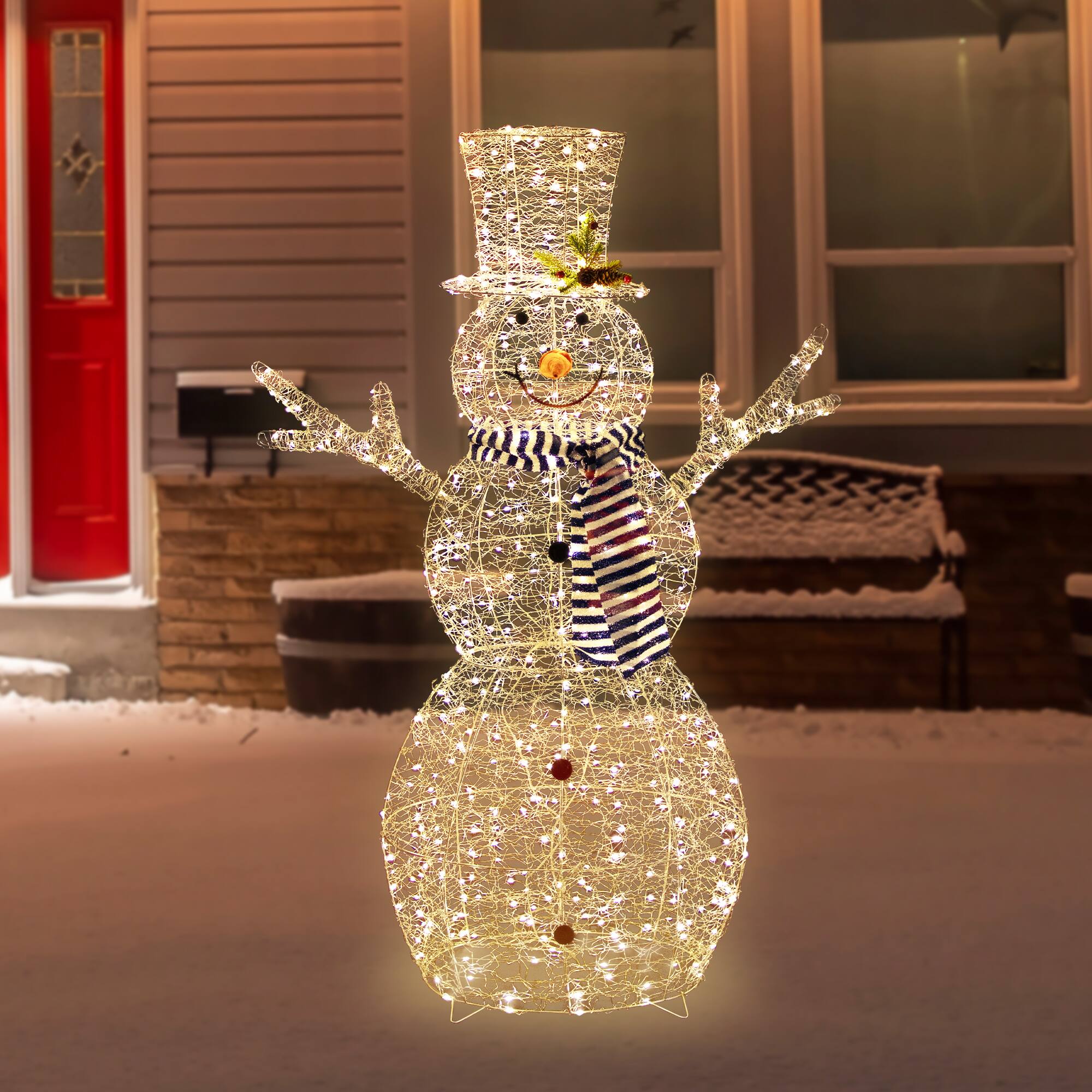 Alt View 1. Northlight - 48" LED Lighted Silver Mesh Snowman Outdoor Twinkling Christmas Decoration - Silver.