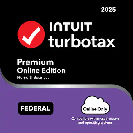 2025
INTUIT turbotax
Premium Online Edition
Home & Business
FEDERAL
Online Only
Compatible with most browsers and operating systems
