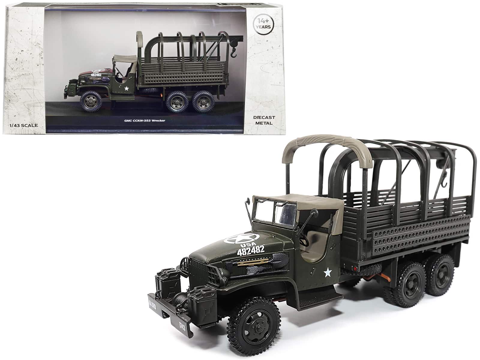 "GMC CCKW353 Wrecker Tow Truck Olive Drab ""United States Army"" 1/43 Diecast Model by Militaria Die Cast" price history on PriceWatchPro