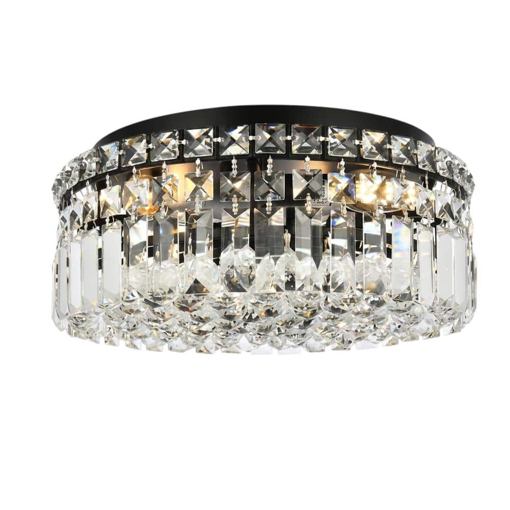 Elegant Lighting - Maxime 14 inch black flush mount - Black And Clear price history on PriceWatchPro