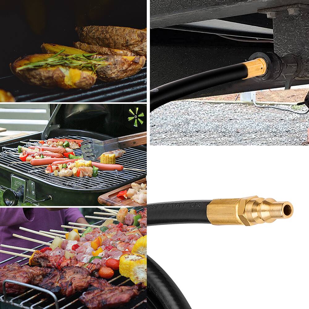 Alt View 4. Empava - 12ft Propane Hose – Quick-Connect RV/BBQ Safety Hose with Shutoff Valve & 1-Year Warranty - Black.