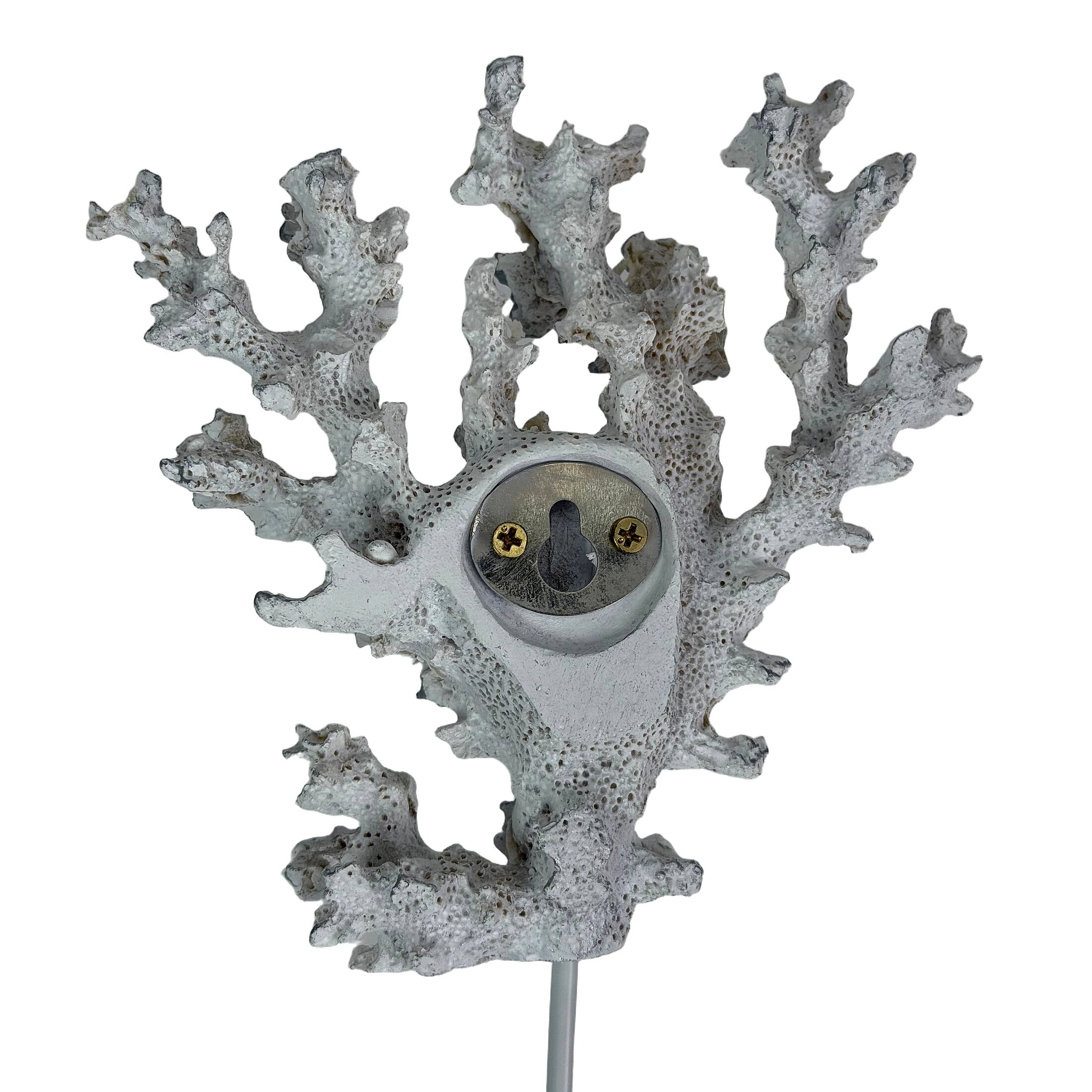 Alt View 7. Fancy That - Decorative Coral Wall Hook White Silver 7.25 in Resin Metal Key Hook - White.
