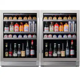 Ca'Lefort - 48 inch Beverage Refrigerator cooler, 360 Cans, 34°F-54°F, Glass Door, 3LED, Built-In/Freestanding, 5.65 cu. ft - Stainless Steel