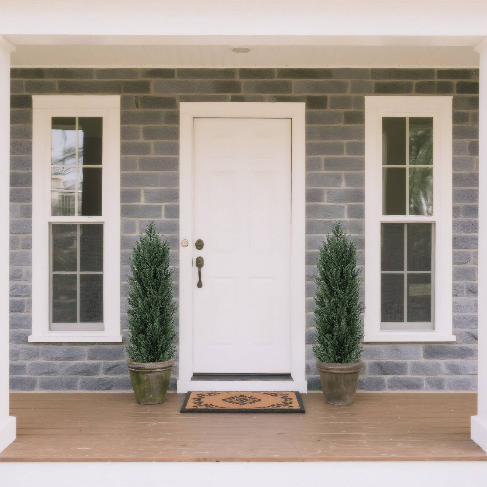 Alt View 3. Glintex - 4FT Artificial Green Pine Cypress Tree Realistic Plastic Faux Plant for Indoor and Outdoor Decoration 2pcs/set - Green.