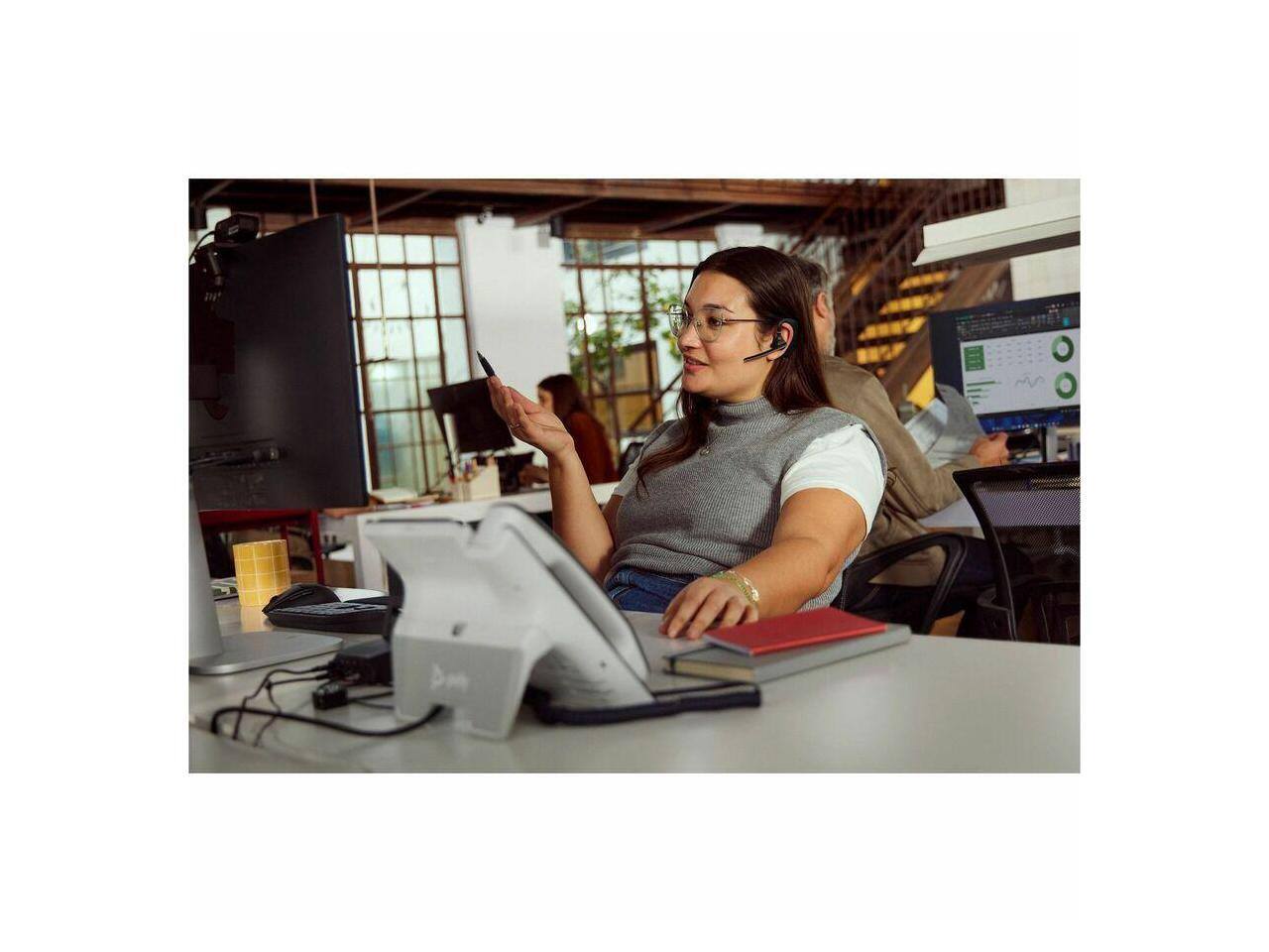 Alt View 1. HP - Poly Voyager Legend 50-M UC Headset - Wireless Bluetooth - Noise Cancelling Mic - In-Ear - Black.