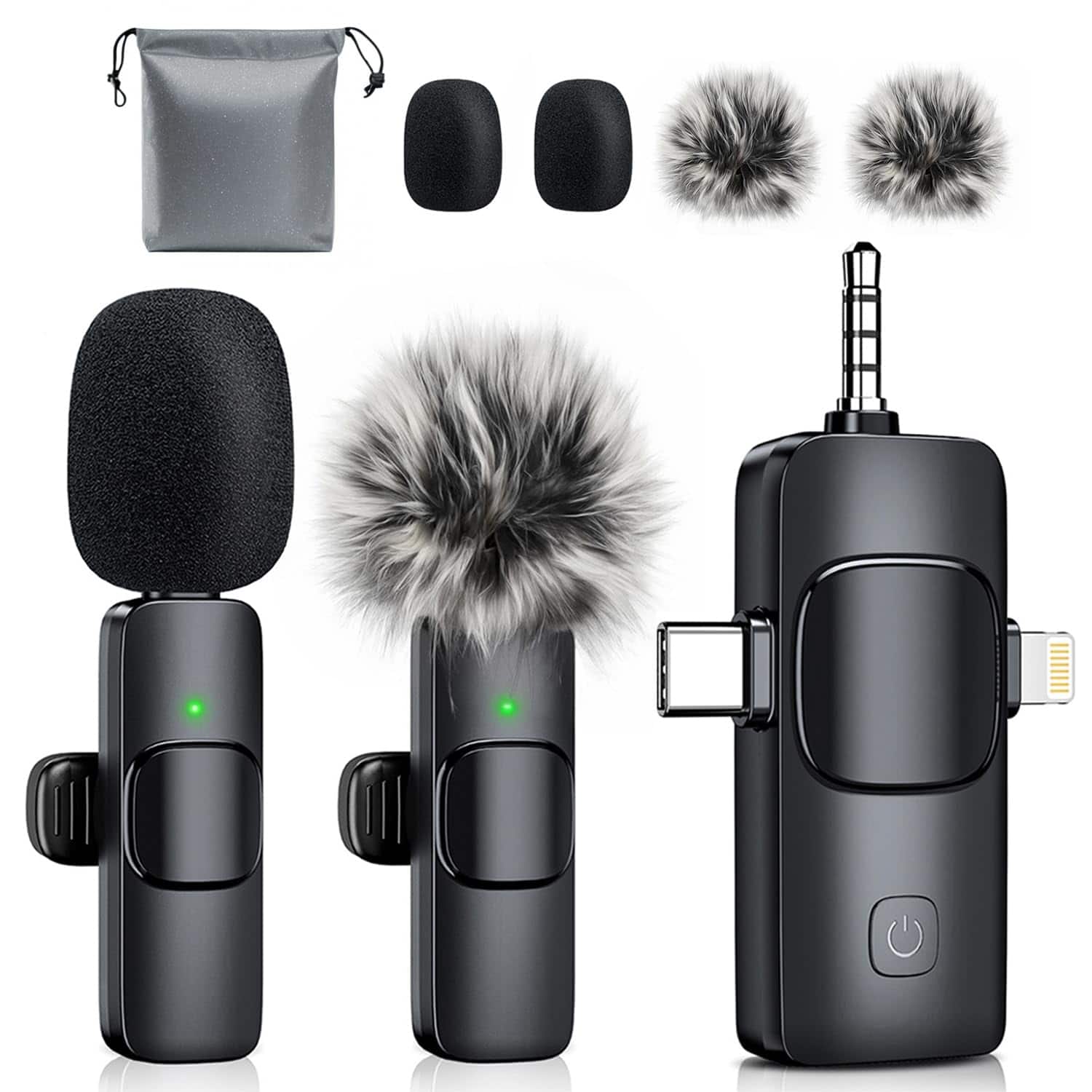Cedar Assembly - 3 in 1 Mini Microphone For Iphone Wireless Lavalier Microphones Ios android Devices camera Noise Reduction Lap - Default