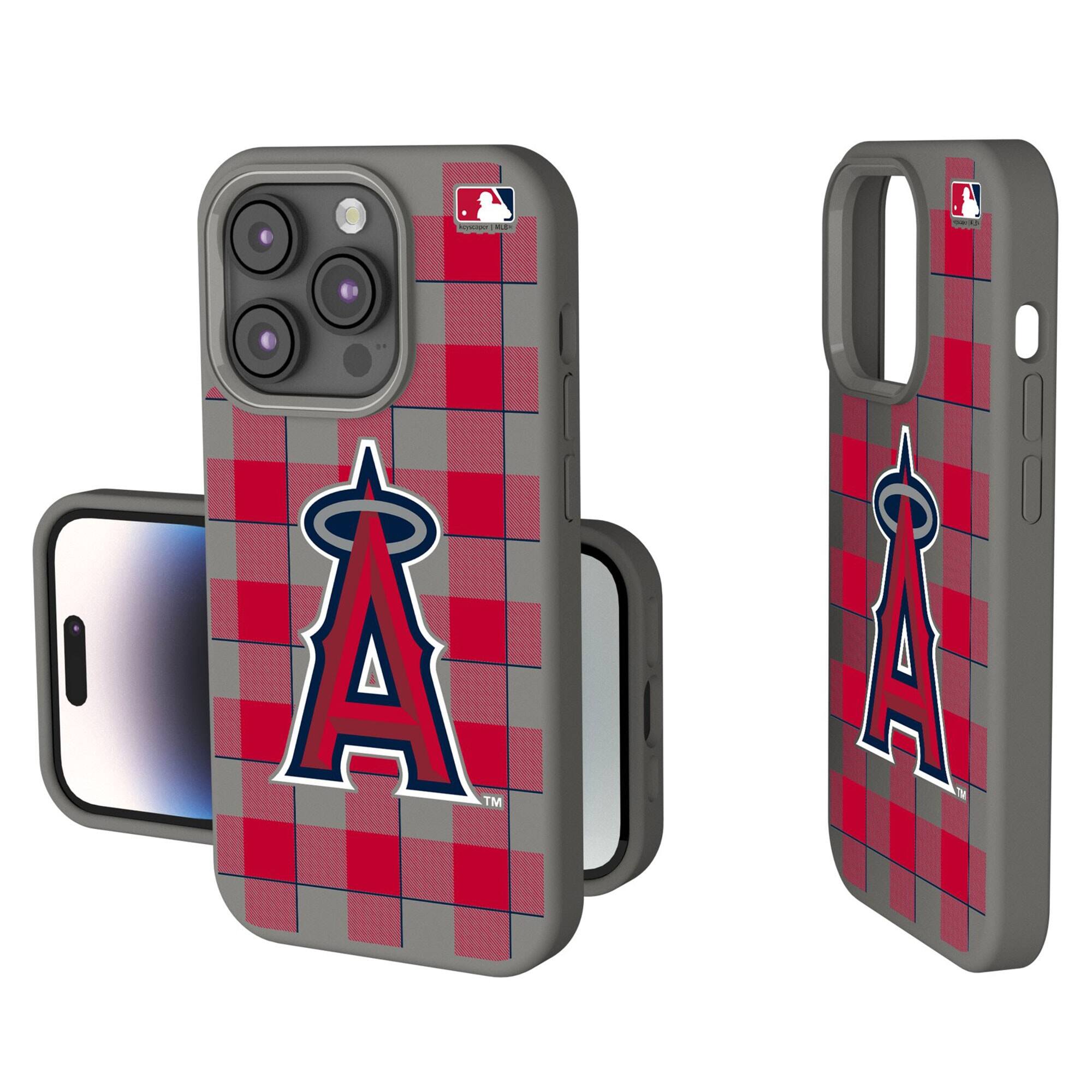 Keyscaper - MLB - Los Angeles Angels Plaid Soft Touch iPhone Case - 14 - Gray
