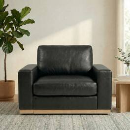 Dyonery - 42" Loveseat Sofa,Mid Century Modern Love Seat,Super Comfy Sofas,Deep Seat,Wide Armrest,Sturdy Frame - Black
