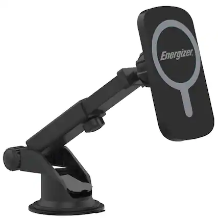 Front. Energizer - Energizer Wireless Fast Charging Magnetic Mount – 15W Qi-Certified Car Charger with Adjustable Arm - Black.