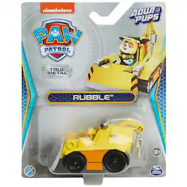 Paw Patrol - True Metal Aqua Pups Rubble 1:55 Die-Cast Rescue Truck with Working Wheels for Ages 3+ - Yellow