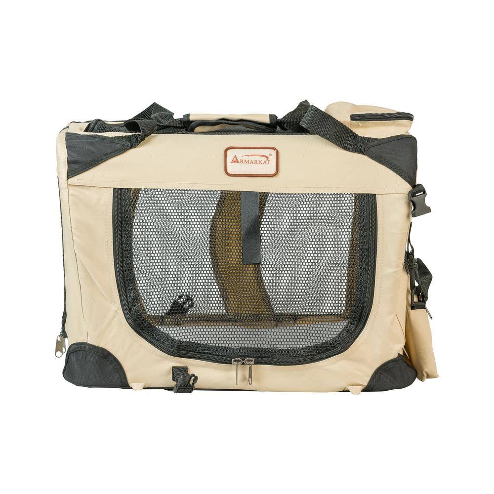 Angle. Armarkat - Pet Carrier BeigeMultiple Pockets - Beige.