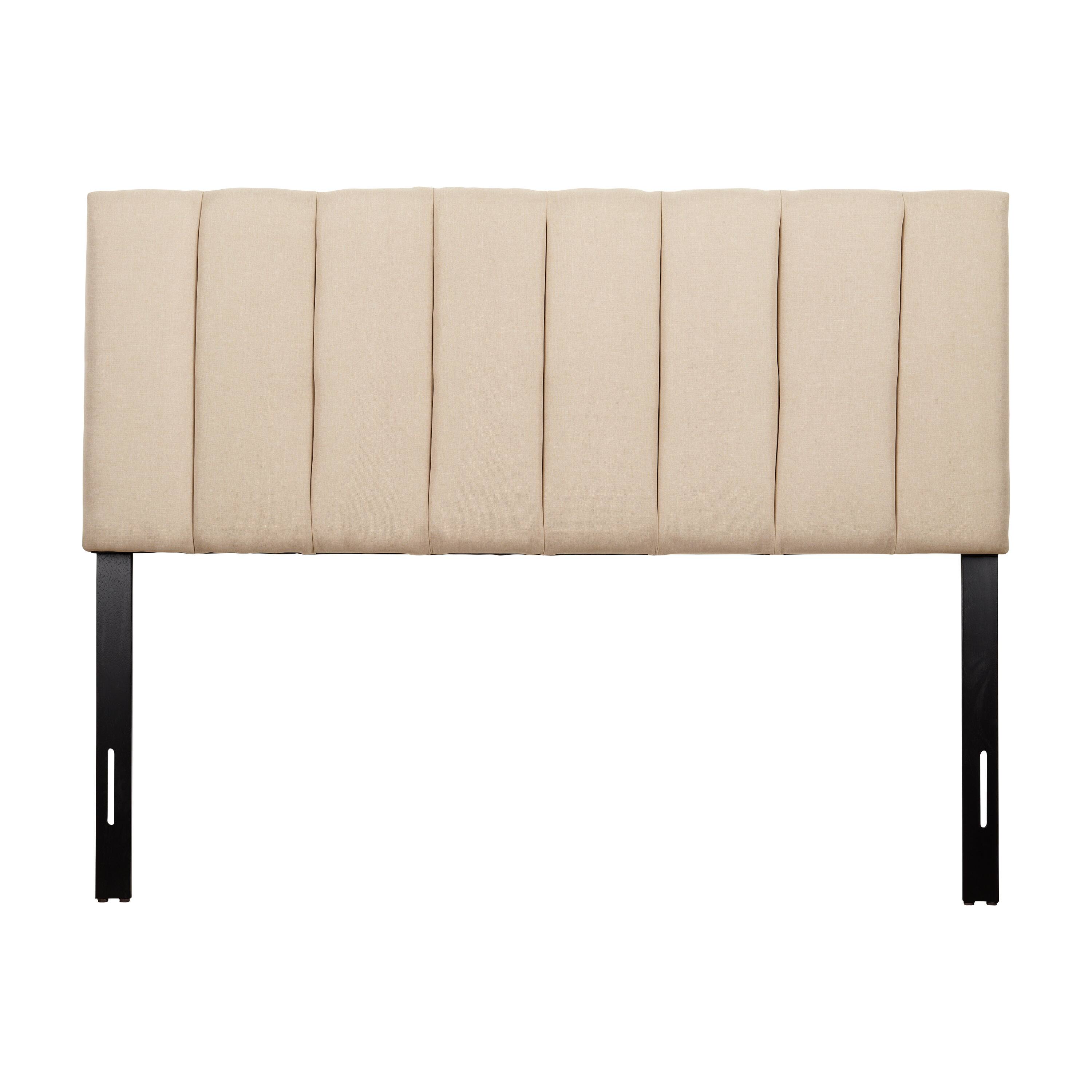 Front Zoom. CorLiving - Helena Channel Tufted Velvet Queen Headboard - Cream.