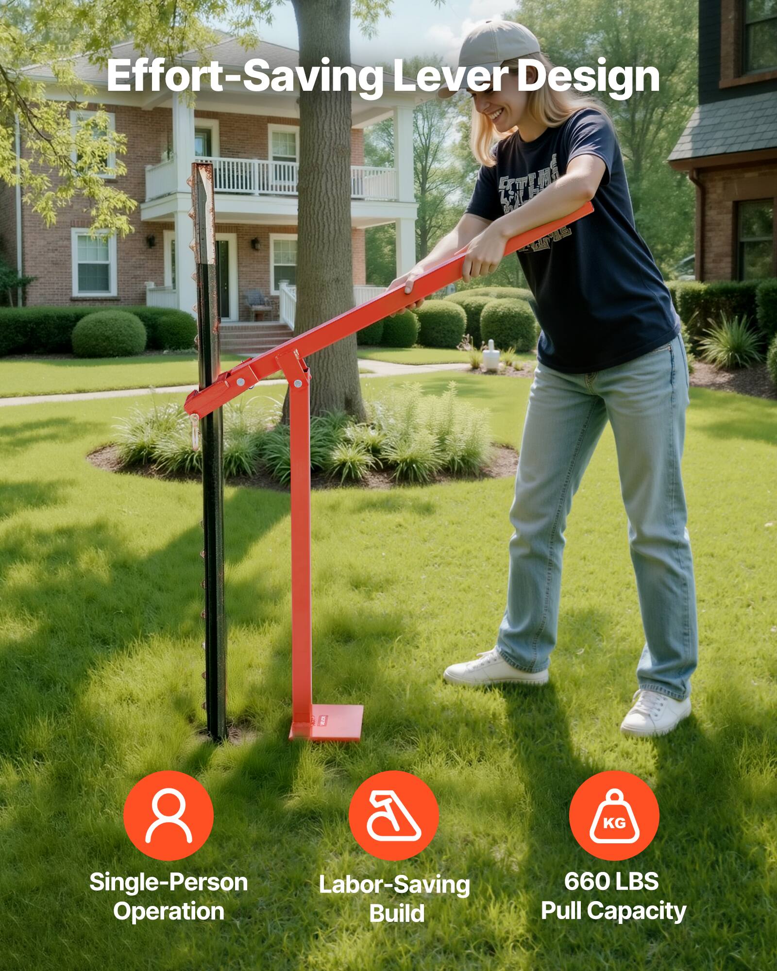 Effort-Saving Lever Design

- Single-Person Operation
- Labor-Saving Build
- 660 LBS Pull Capacity
