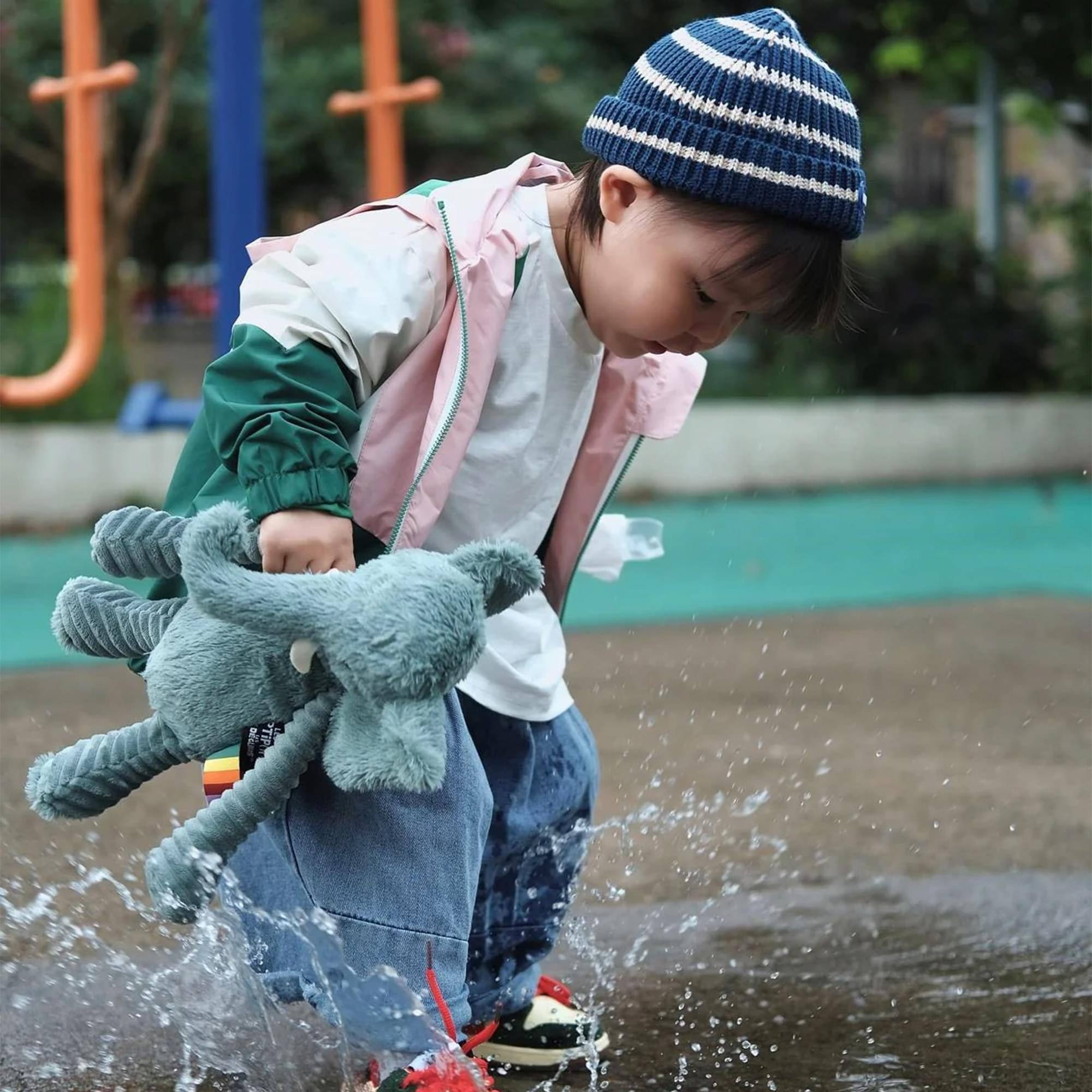 Alt View 2. TriAction Toys - Les Deglingos Plush Animal | Ptipotos Dimoitou the Green Elephant - Green.