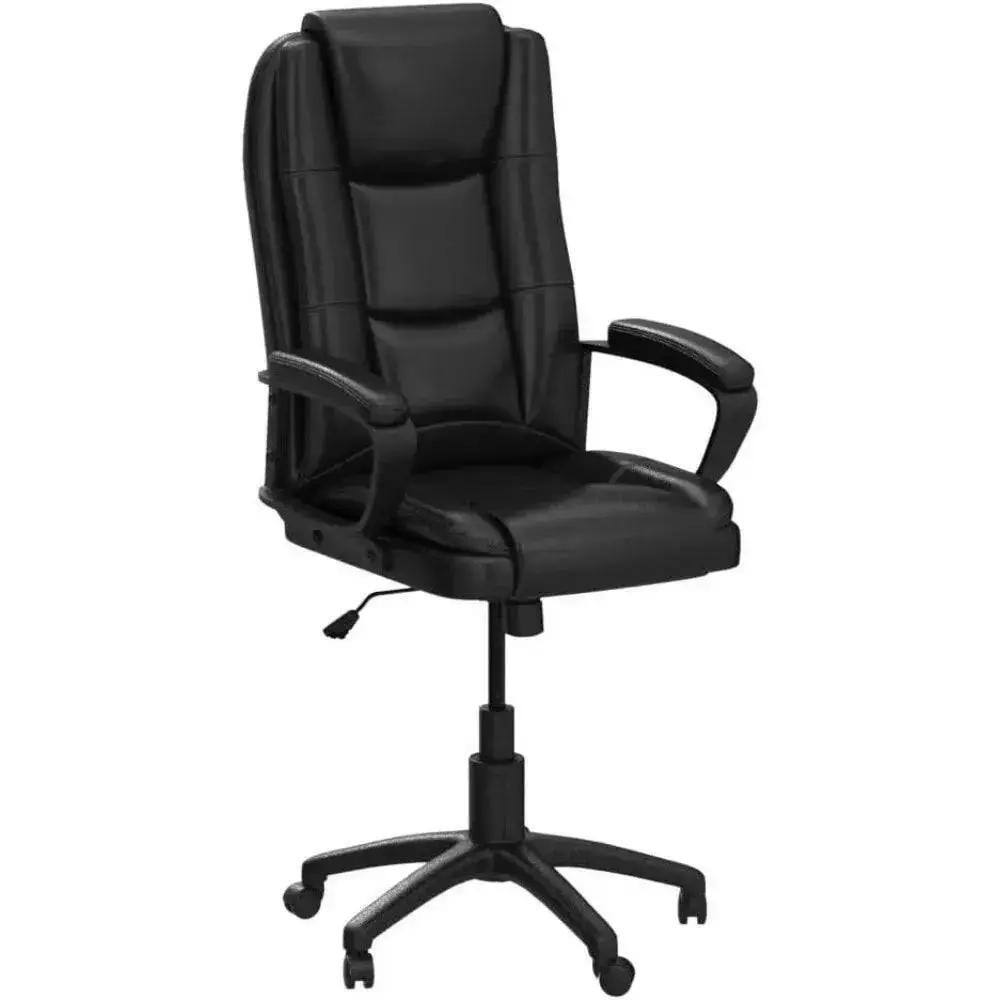 Alt View 4. Platinum-Level - Black Ergonomic Big and Tall High Back PU Leather Office Chair Lumbar Support 400 LBS Heavy Duty - Black.