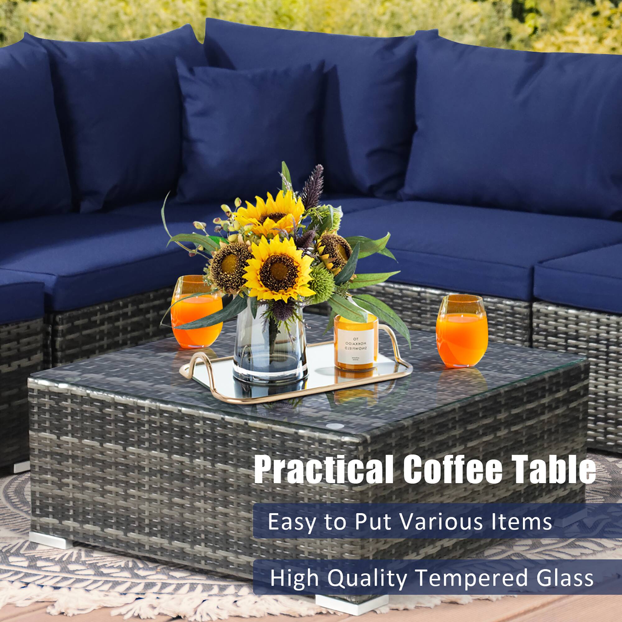 Practical Coffee Table: Easy to Put Various Items High Quality Tempered Glass
