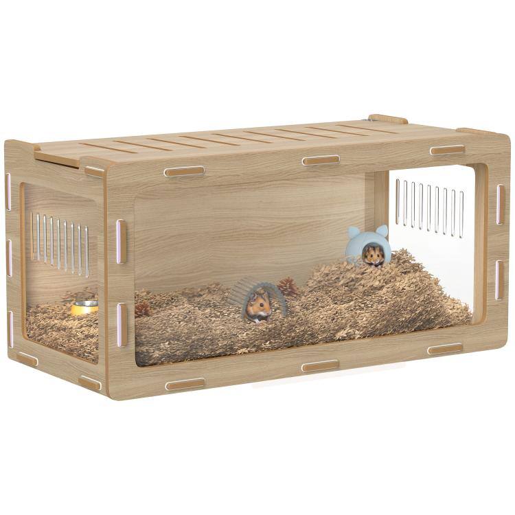 Front. PULUZ - Hamster Cage with Easy View Acrylic Panels, Air Vents & Openable Roof, for Gerbil, Guinea Pig, 39 inch x 20 inch x 18.5.