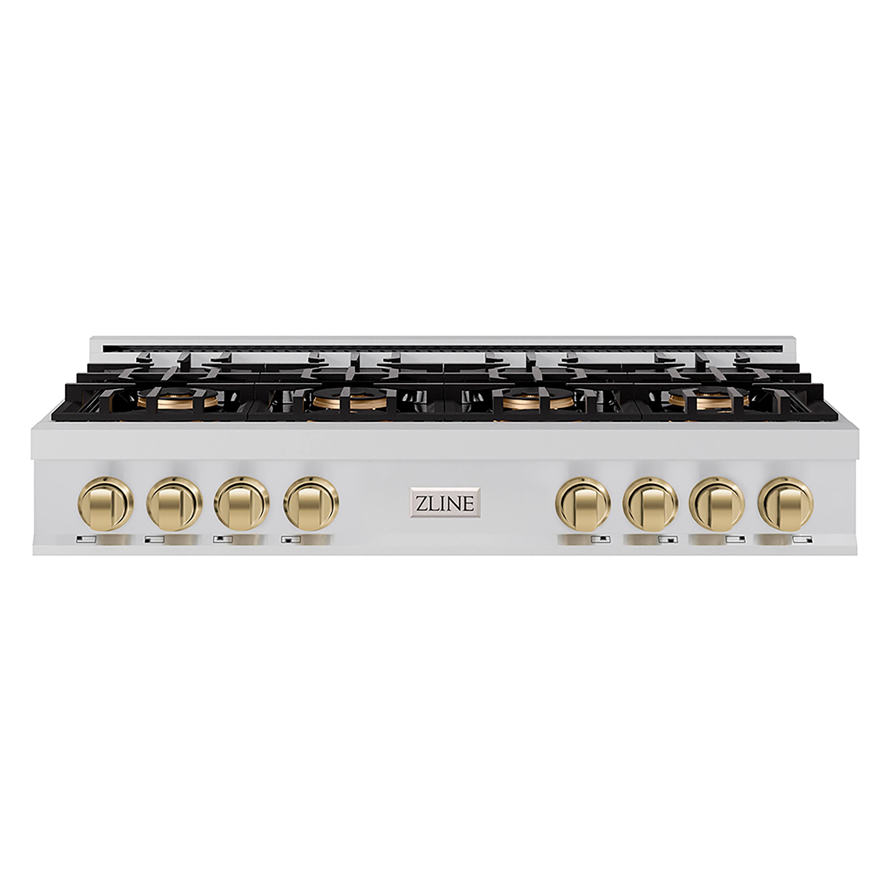 ZLINE - Autograph 48 in. Classic Rangetop with 8 DuoPro Burners and Bronze Accents (PCRTZ-48-CB) - Stainless Steel