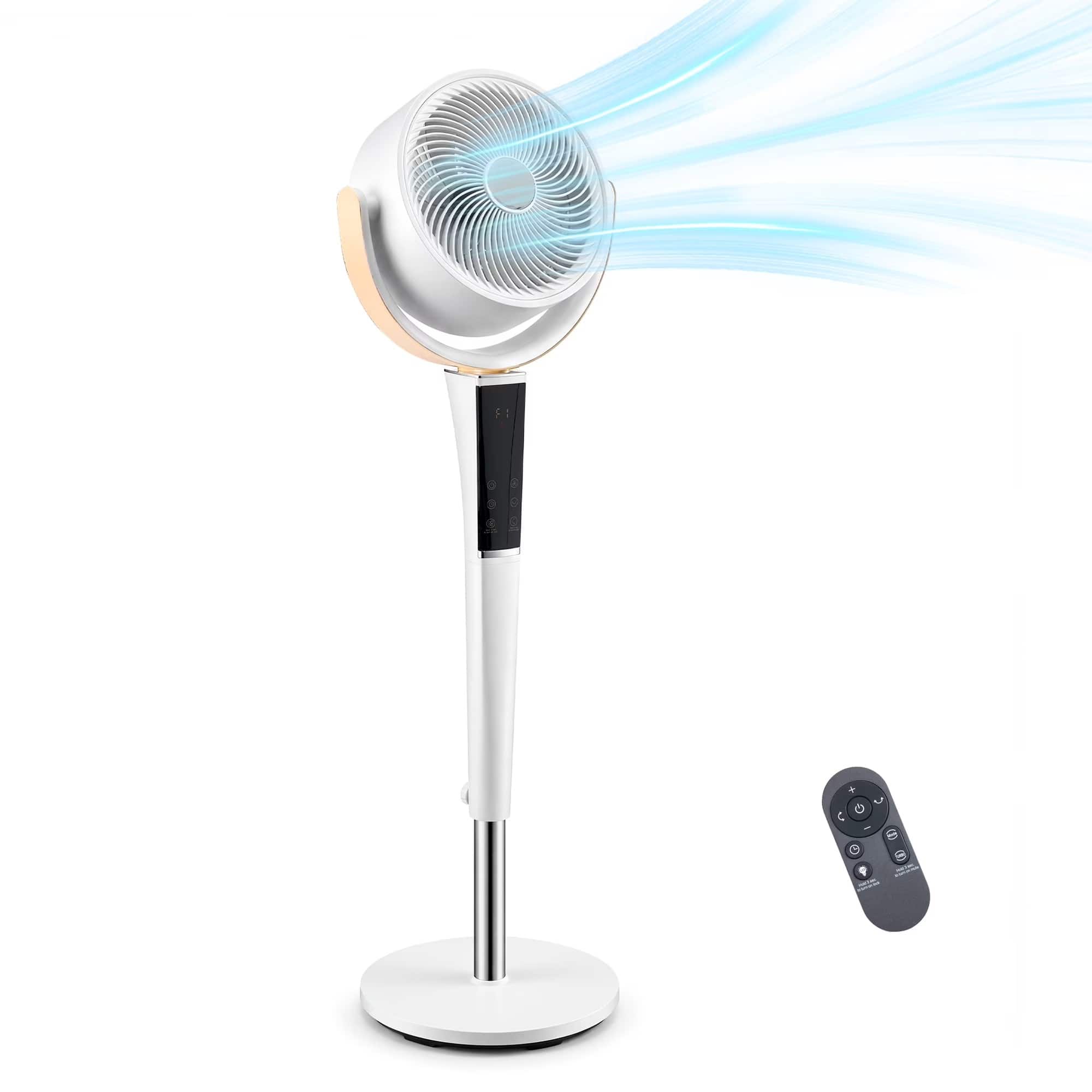 Sweet - Standing Fan for Bedroom,120° Oscillation, Quiet 20dB, 15 Speeds 5 Modes,Remote Control, LED Light - White