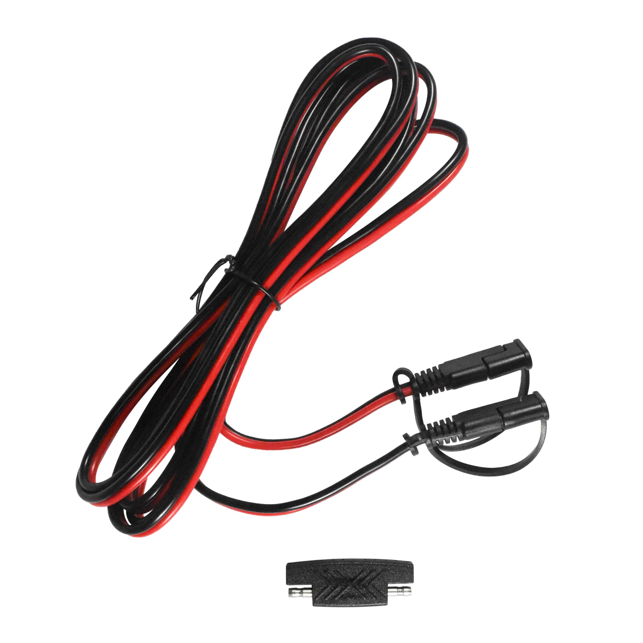 Front. HQRP - SAE to SAE Extension Cable 16 AWG 9 ft Quick Disconnect with Polarity Reverse Adapter for Solar Charger - black.