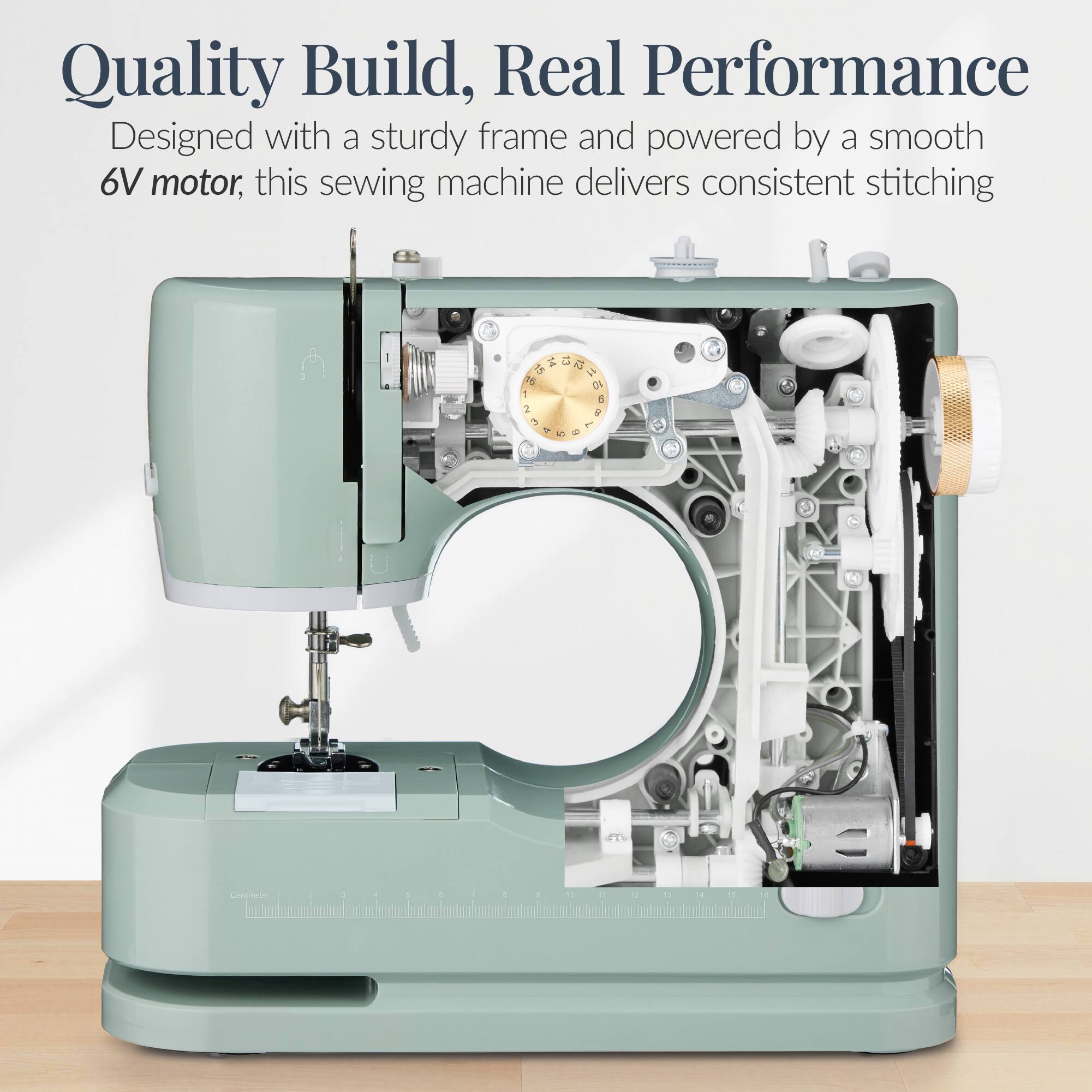 Quality Build, Real Performance  
Designed with a sturdy frame and powered by a smooth 6V motor, this sewing machine delivers consistent stitching.