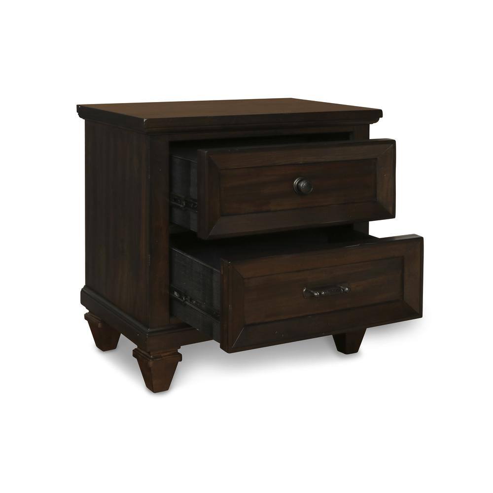 Left. New Classic Furniture - Furniture Sevilla Solid Wood 2-Drawer Nightstand in Walnut - Walnut.