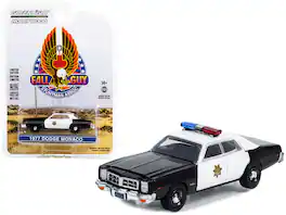 Greenlight - 1977 Dodge Monaco Police Black White County Sheriff's Dept Fall Guy Stuntman Association Hollywood 1/64 Diecast - Black And White